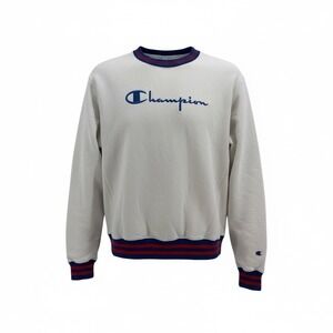 Champion Reverse Weave Sweatshirt Mens‎ Medium  Spell Out Streetwear White
